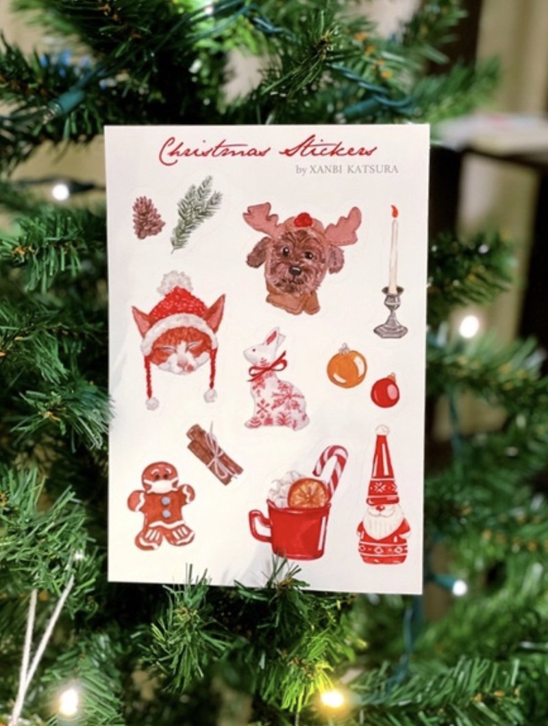 Delightful Christmas big watercolor stickers - สติกเกอร์ - กระดาษ 