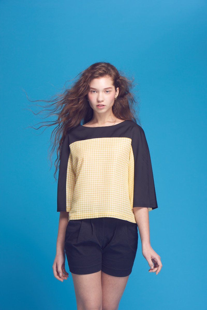 Grid-yellow - Women's Tops - Other Materials Yellow