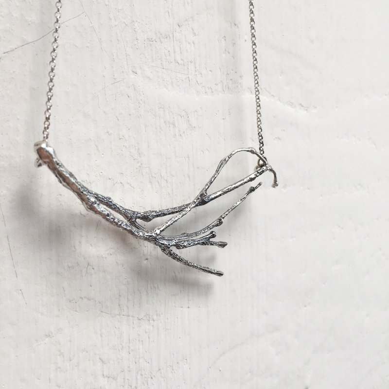 植物圖鑑 純銀 樹枝墜項鍊 - 項鍊 - 純銀 銀色