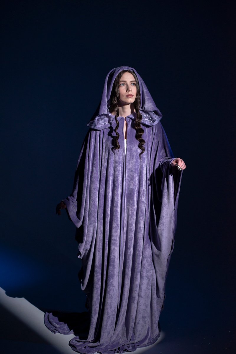Arwen purple fantasy cape - Lord of the Rings cosplay - 吊帶褲/連身褲 - 其他材質 紫色