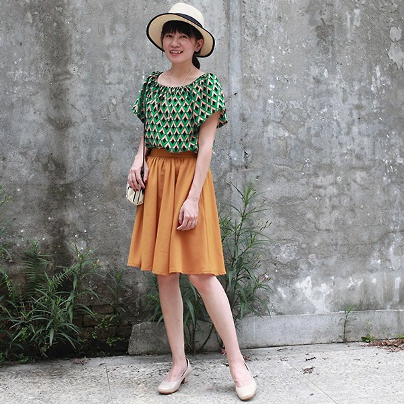 GT mango yellow loose tight skirt - Skirts - Polyester Orange