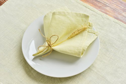 Linen napkins blue set of 2, 4, 6, 8, Organic yellow kitchen napkins cloth  40 cm - Shop Daloni Place Mats & Dining Décor - Pinkoi