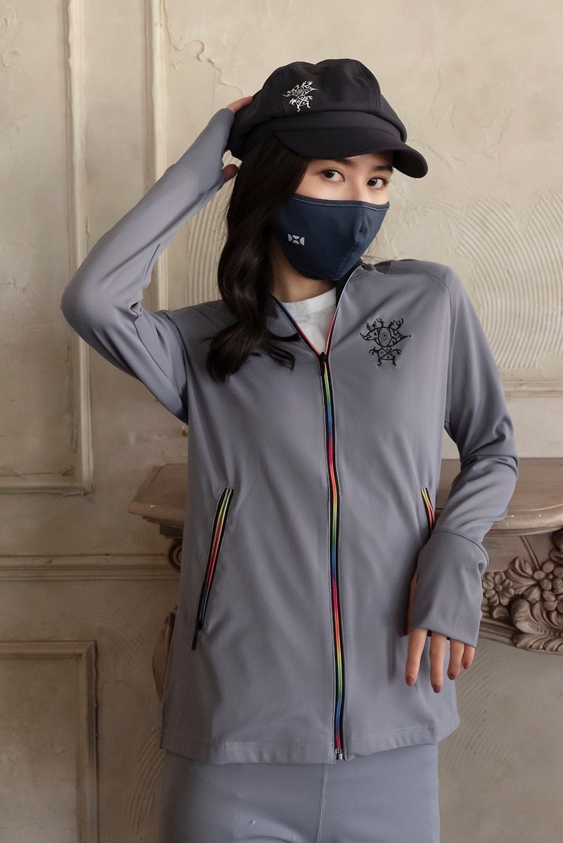 HOII Multifunctional Full Zip Hoodie - Grey - Women's Casual & Functional Jackets - Polyester Gray