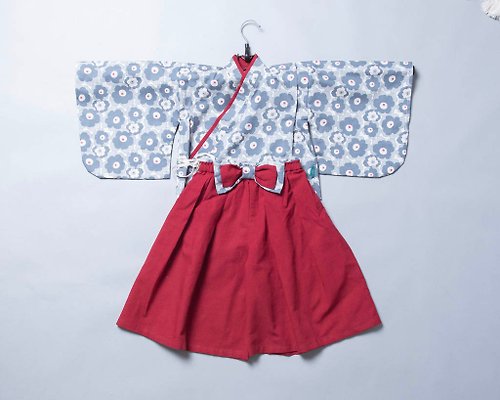 MarMarBarBar手作童衣 淺草振袖和服-訂製 花64vs棉麻14 嬰幼兒 寶寶 兒童 日本 和服