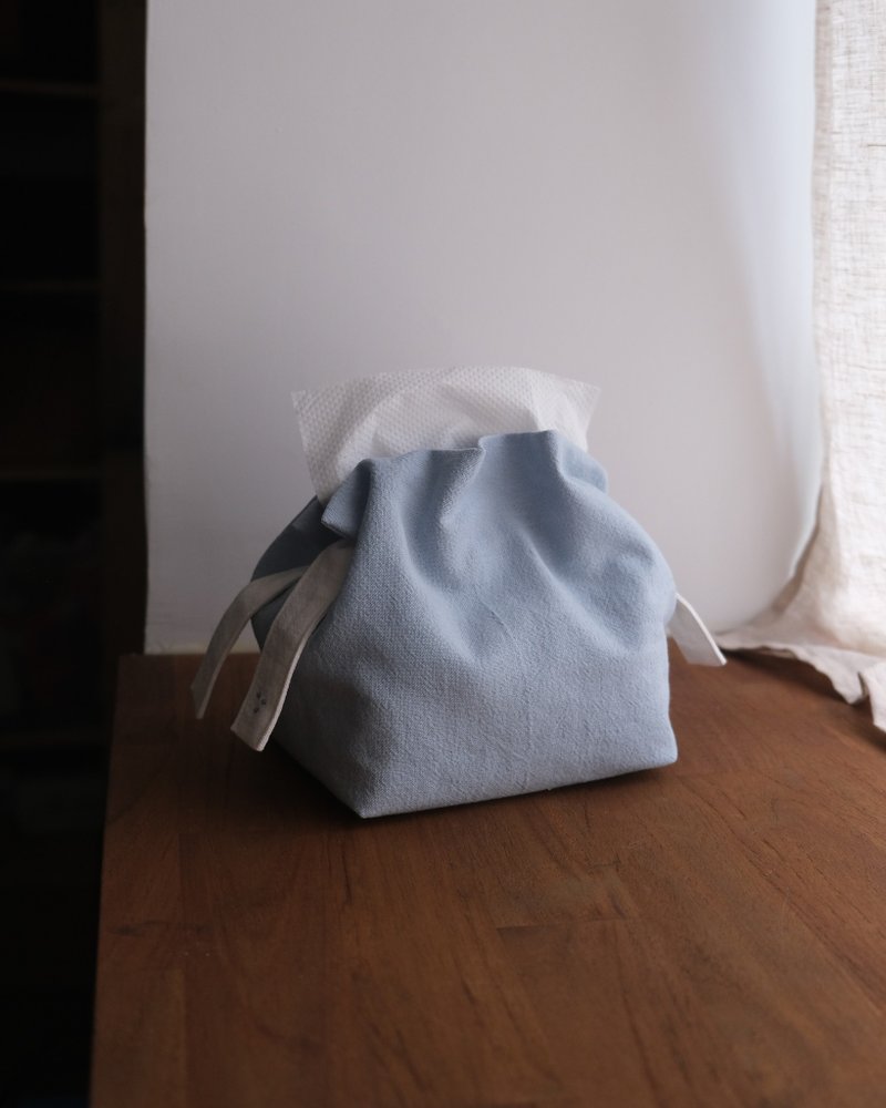 Tissue Cover with Tie Drawstring / Medium ( 8 Colors ) - กล่องทิชชู่ - ผ้าฝ้าย/ผ้าลินิน หลากหลายสี