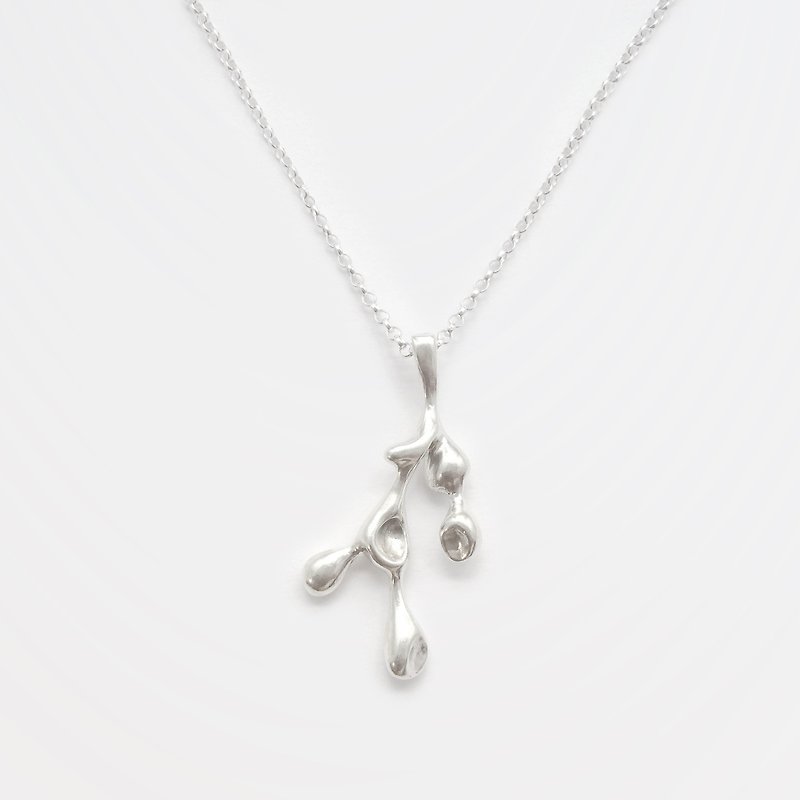 Succulents Series-Tube Leaf Flower Moon Sterling Silver Necklace - Necklaces - Other Metals Silver