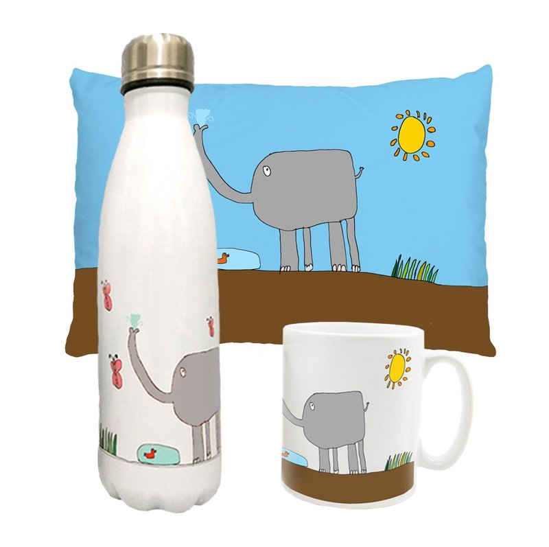 [Customized Gift] Graffiti Small Pillow + Coke Bottle + Mug Combination Package - Pillows & Cushions - Other Materials Multicolor