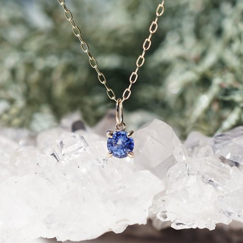K10 Top-Quality Sapphire Single Stone Necklace 4mm Brilliant