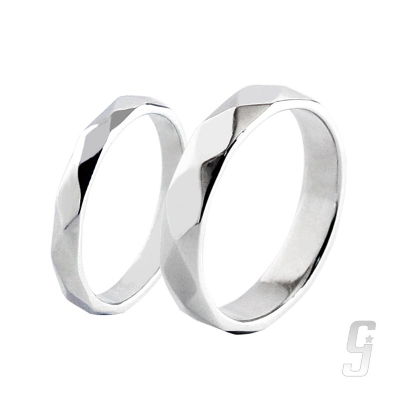 Geometry-triangular prism - Couples' Rings - Sterling Silver Gray