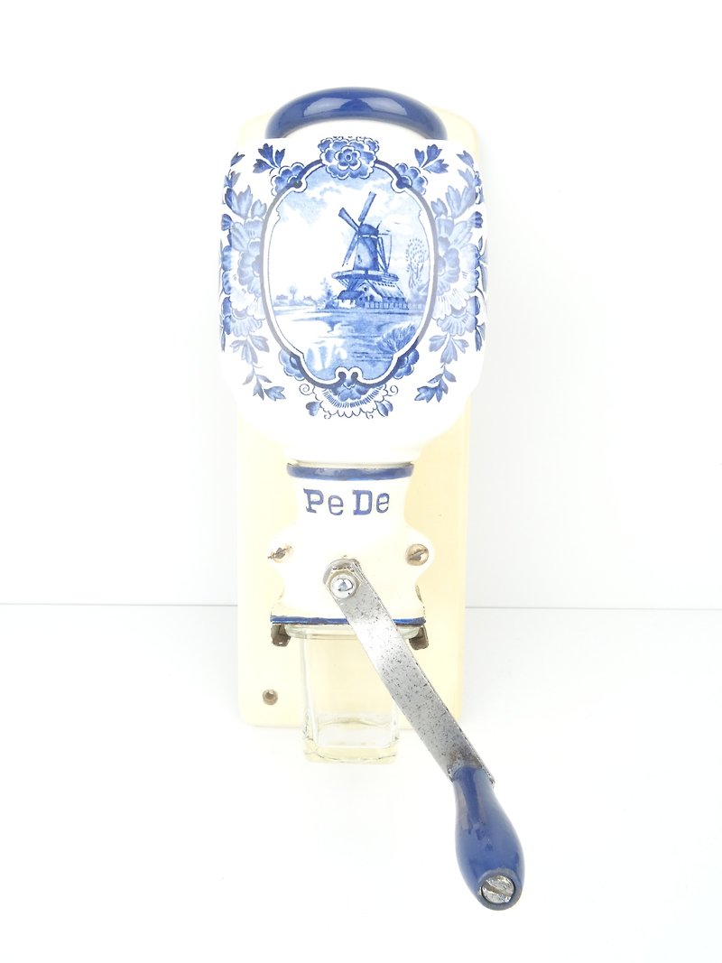 ヴィンテージ アンティーク コーヒーグラインダー デルフト ダッチ ブルー ウォールミル PeDe キッチン - コーヒードリッパー - その他の素材 ブルー