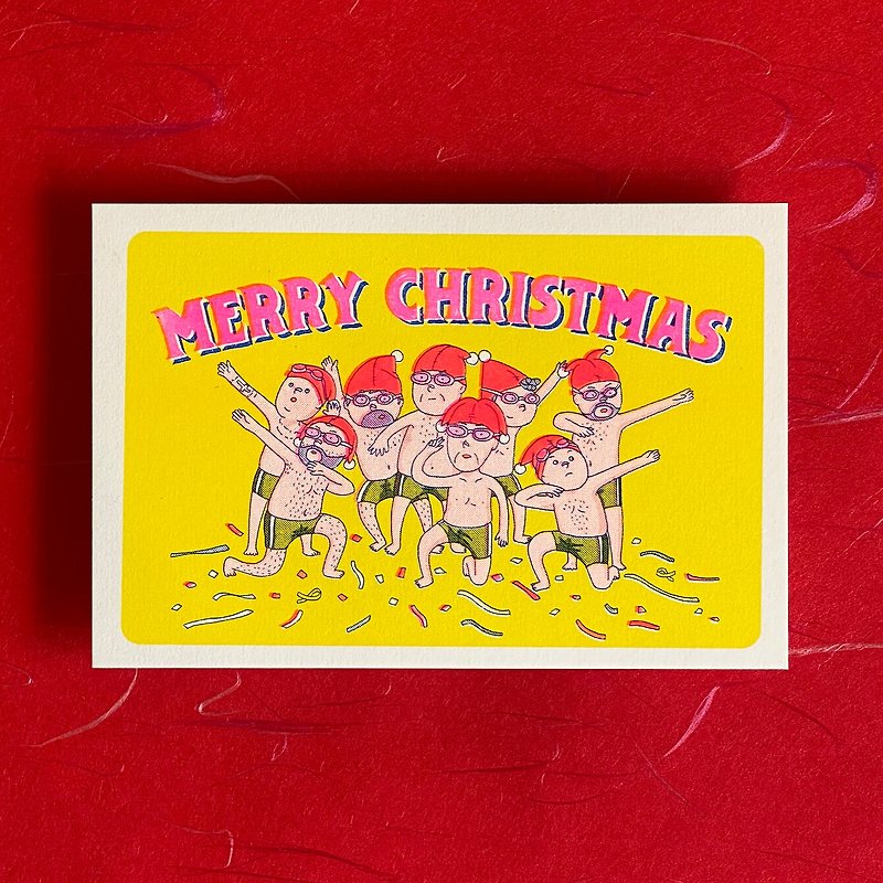 Risograph Christmas Card (Yellow) - การ์ด/โปสการ์ด - กระดาษ สีเหลือง
