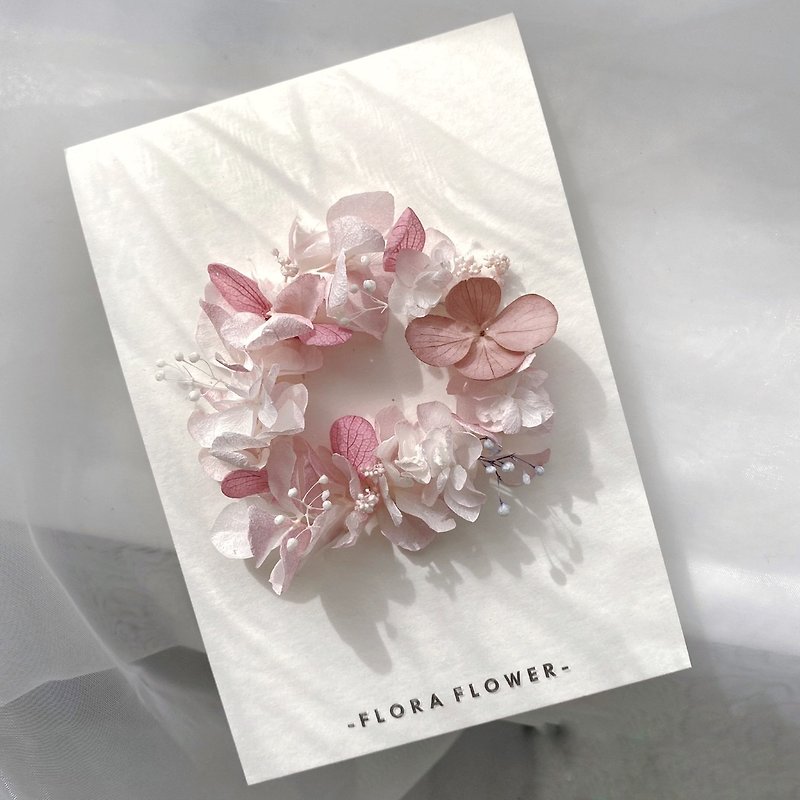 Flora Flower Dried Flower Card - Fairy Pink Wreath - การ์ด/โปสการ์ด - พืช/ดอกไม้ 