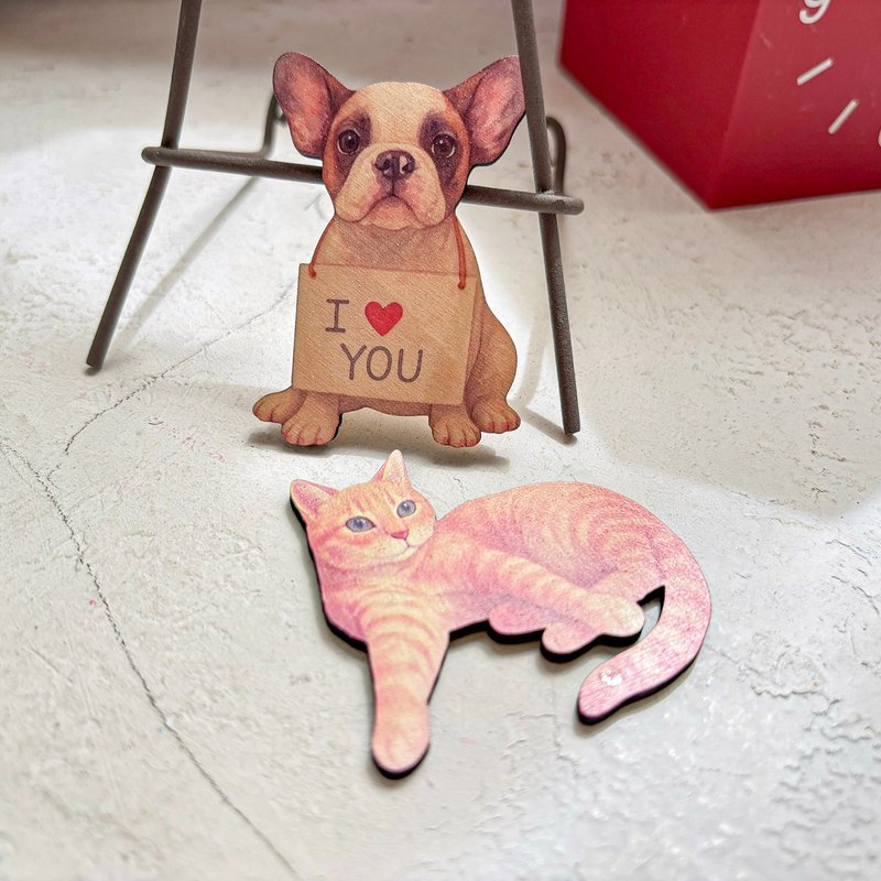 【花盅加購】寵物紀念似顏繪木質插畫牌  -需另搭配花盅加購 - 乾燥花/永生花 - 木頭 卡其色