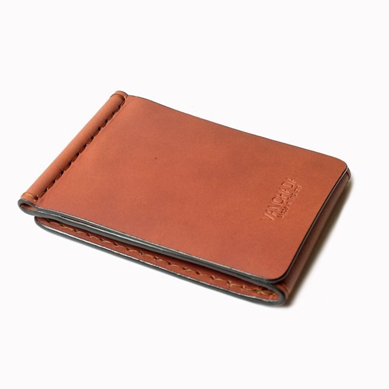 Z Wallet Money Clip Bi-fold V3.1 Saddle Brown Color Handmade - กระเป๋าสตางค์ - หนังแท้ 