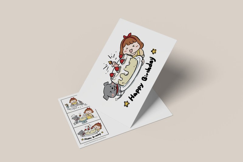 插畫明信片 生日快樂 - 卡片/明信片 - 紙 白色