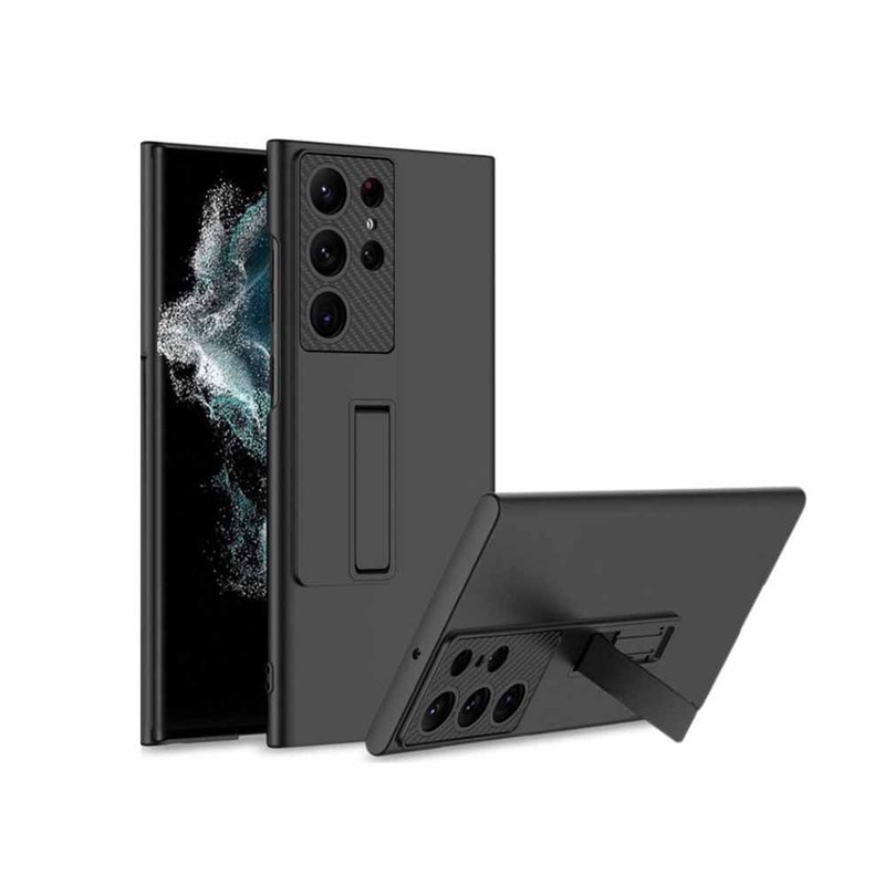CASE SHOP Samsung S23 Ultra 支架站立保護殼-黑 - 手機殼/手機套 - 人造皮革 黑色