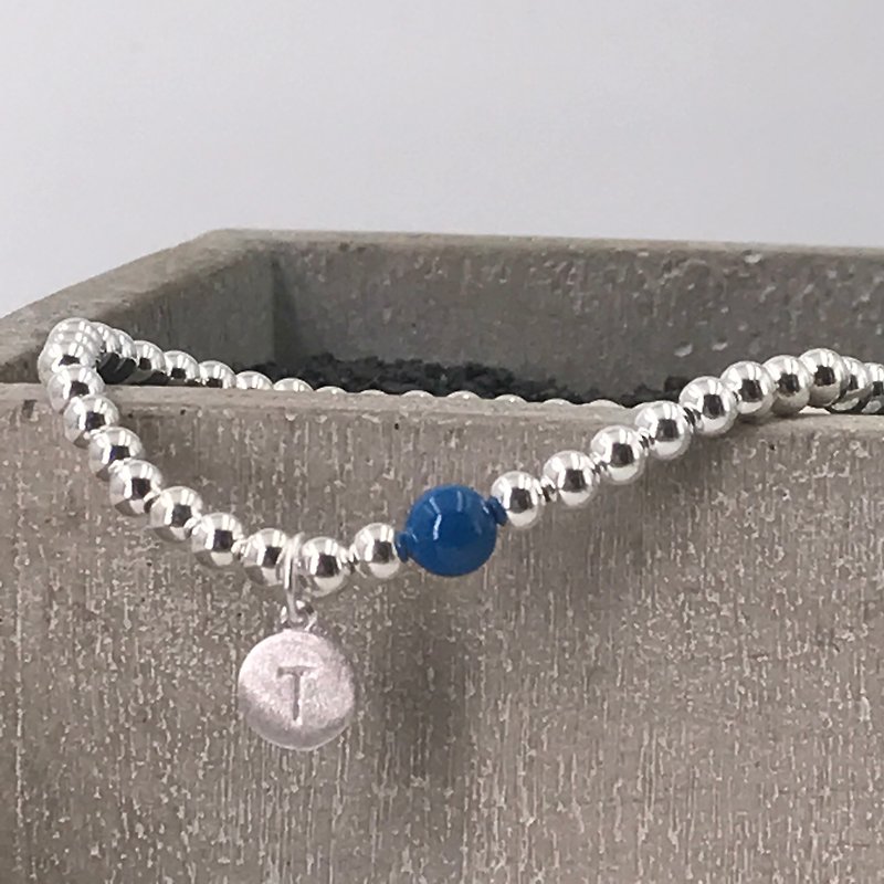 B10004(CHILD/NAVY BLUE) Initial Silver 925 Bracelet - Bracelets - Other Metals Blue