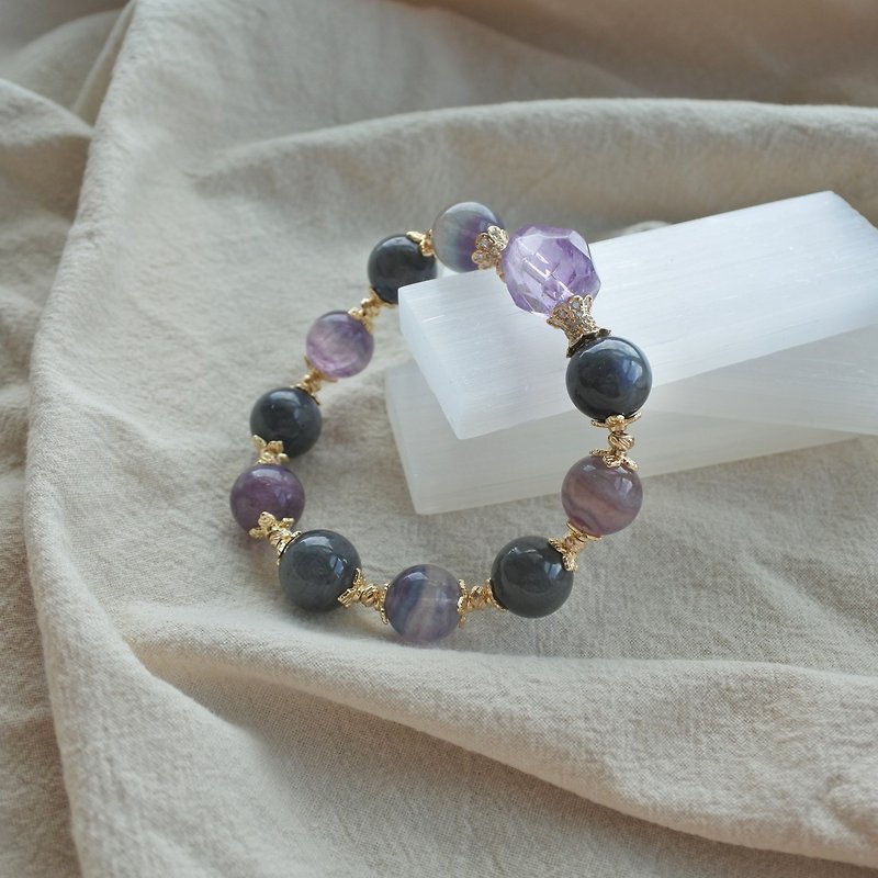 Exotic Galaxy:: Perfect Combination Bracelet of Fluorite and Amethyst - Bracelets - Crystal Purple