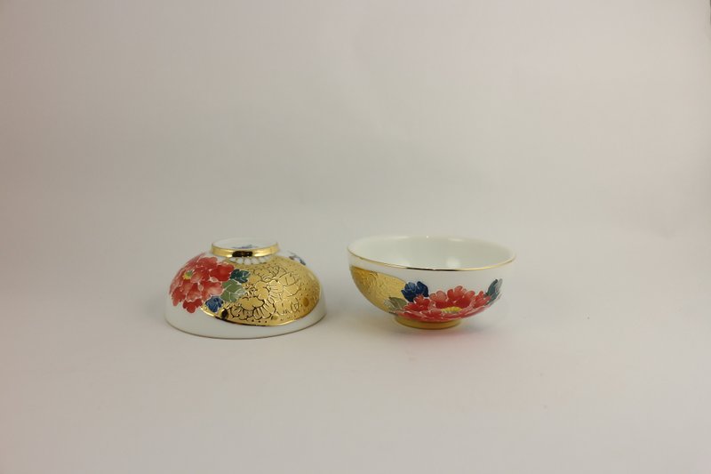 純手繪茶杯-廣結善緣對杯(中圓杯)-紅花 - 茶壺/茶杯/茶具 - 瓷 紅色
