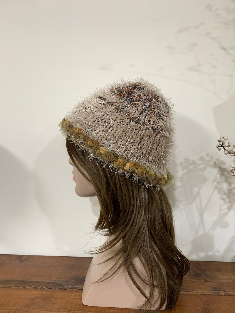Short hair beanie. Coffee/ Khaki/yellow. Can be worn by those with small heads - Hats & Caps - Wool 