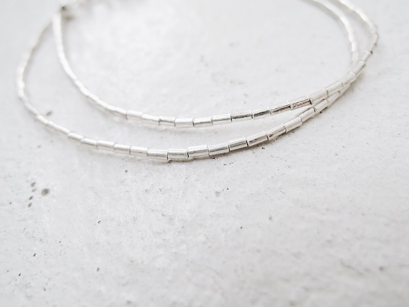 ZHU. [Silver] fine simple double bracelet (Mother's Day gift / silver bracelet / button bracelet / gifts / send her) - สร้อยข้อมือ - โลหะ 