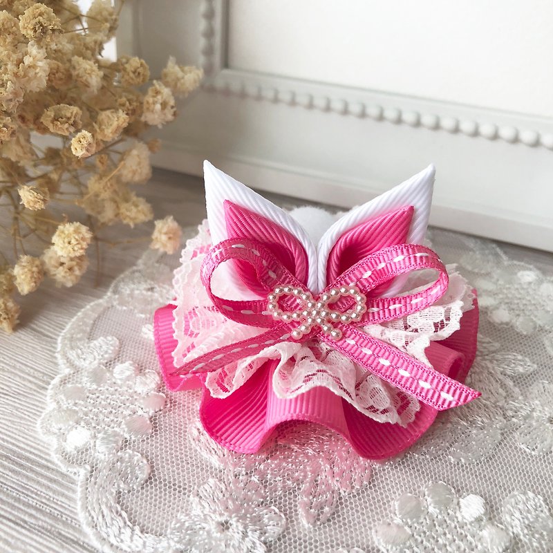 Lace Rabbit Ear Waltz/ Peach - Hair Accessories - Other Materials Pink