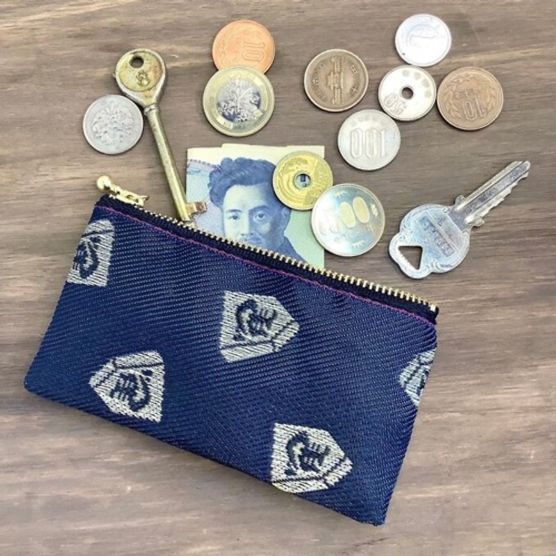 ''Left horse'' Lucky horse kanji pattern pouch - Toiletry Bags & Pouches - Other Materials Blue