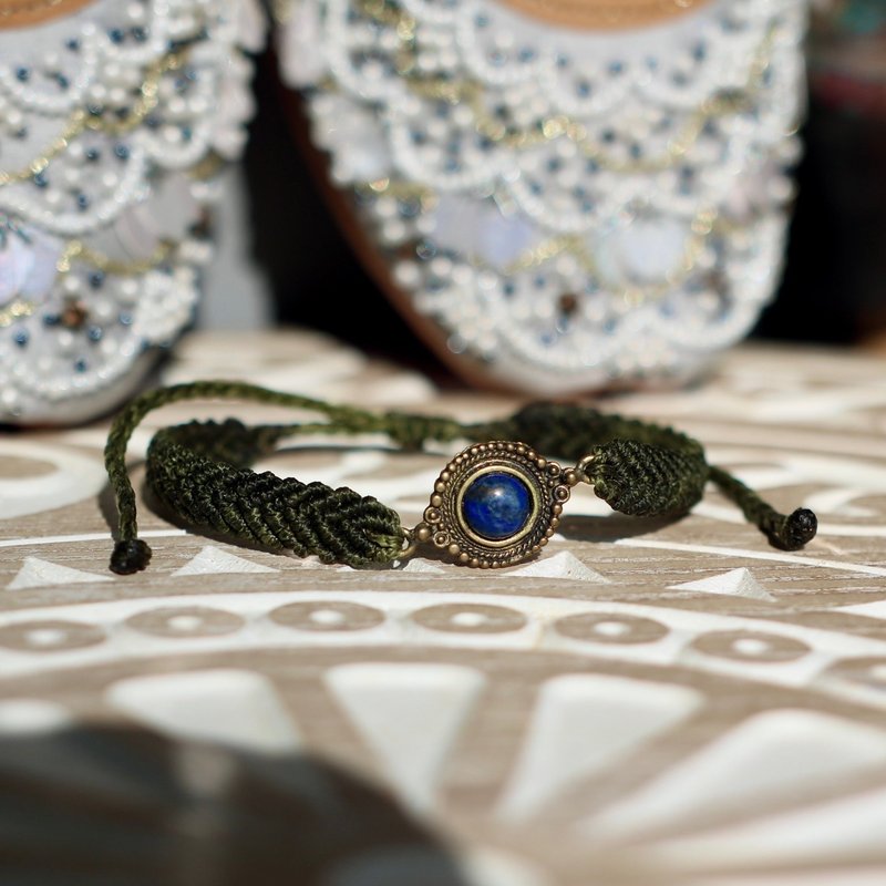 印度丨民族編織手環-蛇眼 - 手鍊/手環 - 銅/黃銅 綠色