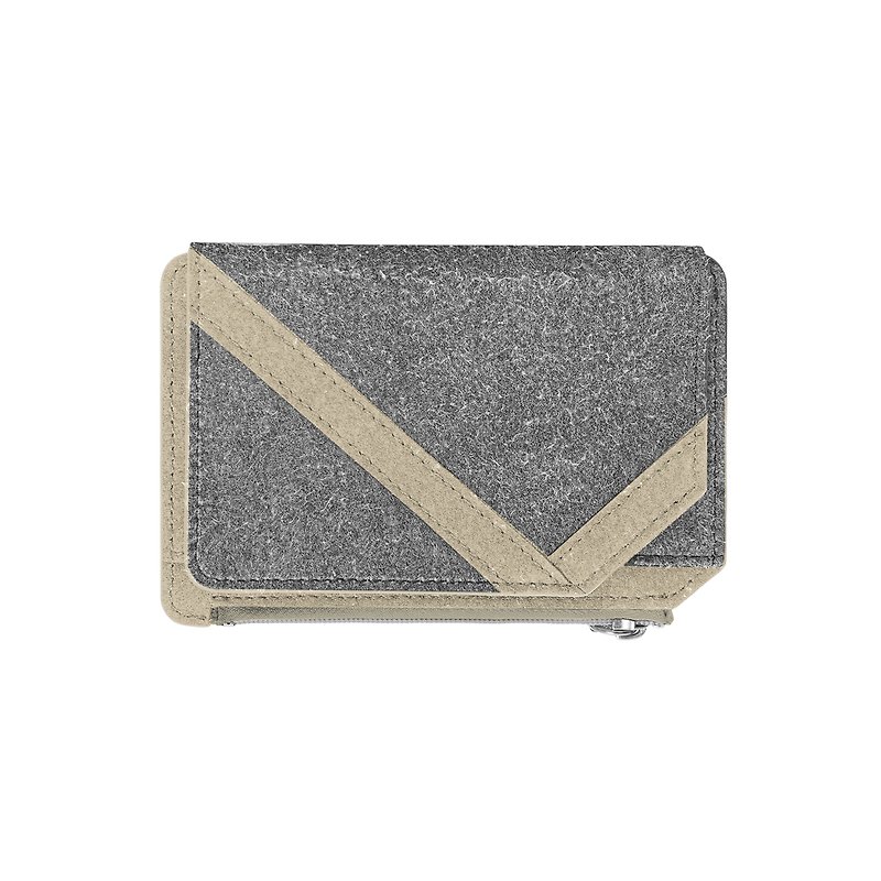 【Camouflage】V card wallet beige - Wallets - Other Man-Made Fibers Gray