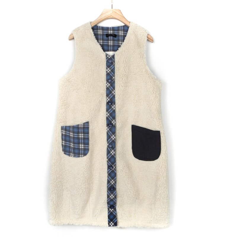 Milan Kage lamb wool long vest #A3040-1 - Women's Casual & Functional Jackets - Cotton & Hemp Multicolor