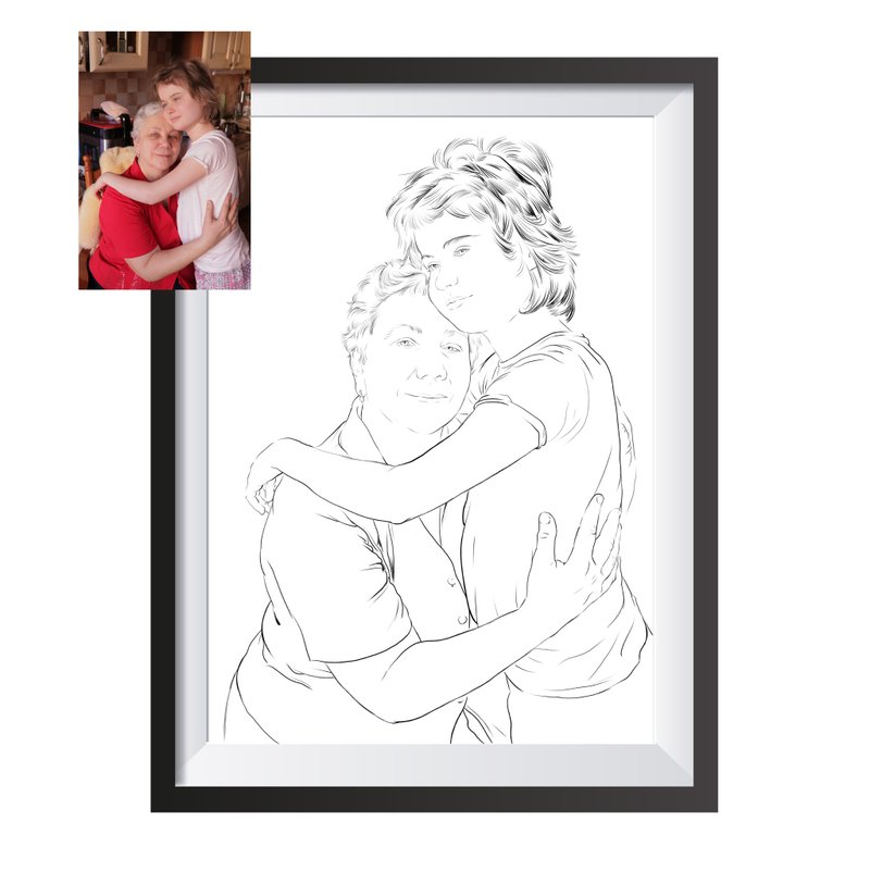 Digital downloadable customized portrait by artist Irina Zhunaeva - 電子似顏繪/繪畫/插畫 - 其他材質 
