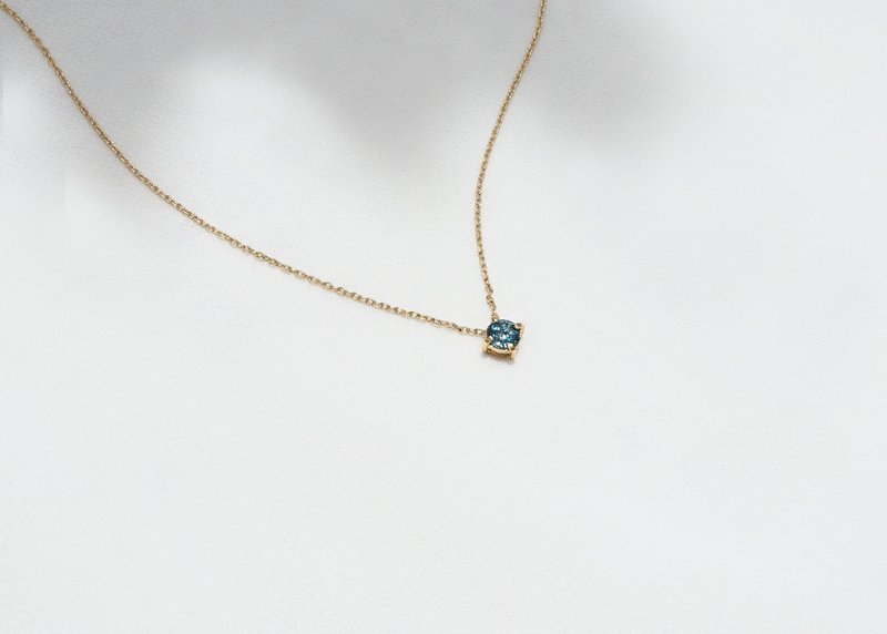 Yuandi November Stone Blue Gemstone London Topaz - สร้อยคอ - ทองแดงทองเหลือง สีน้ำเงิน