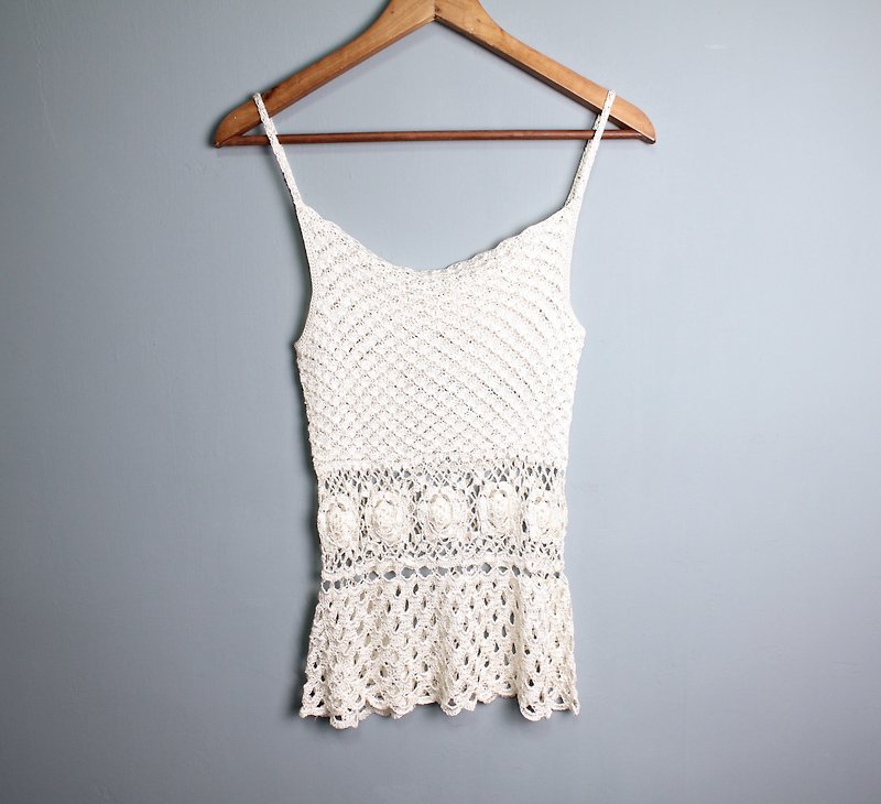 FOAK vintage moonlight white crochet camisole - เสื้อกั๊กผู้หญิง - วัสดุอื่นๆ 