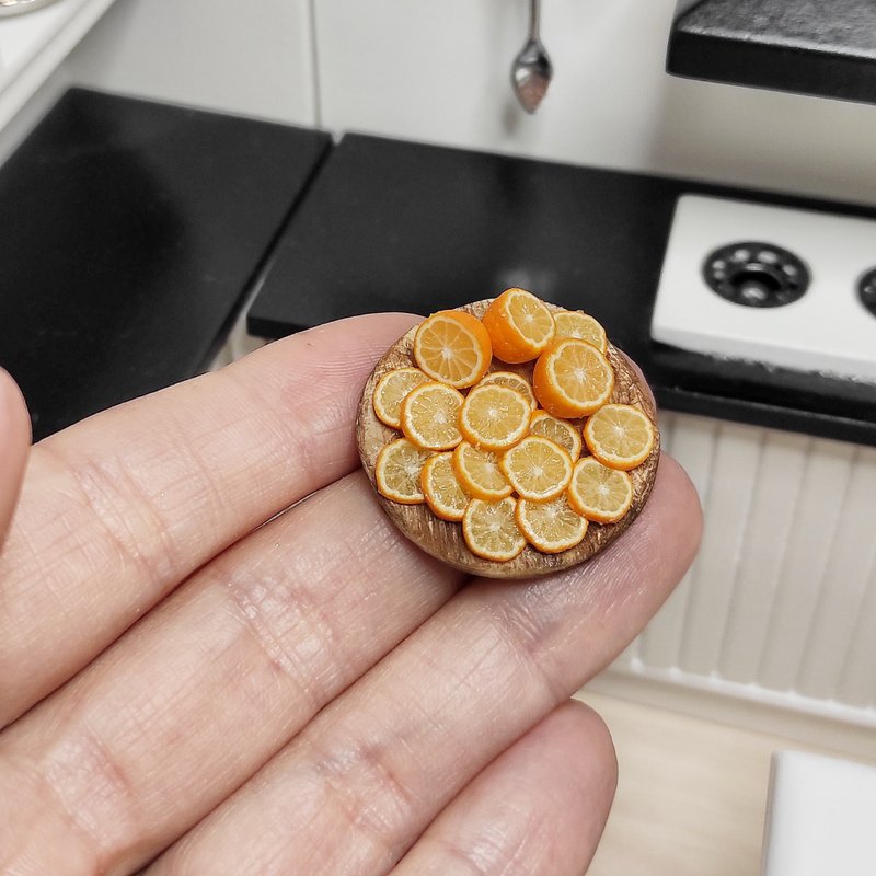 Oranges from polymer clay, orange for dolls, fruit for doll house, gift idea - 公仔/玩偶 - 黏土 