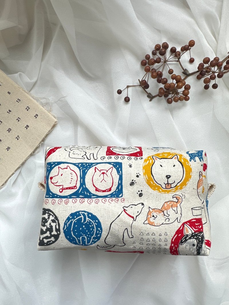【Good Day Handmade】日本手描き風犬手作りペンケース 化粧品袋 収納袋 ギフト - ペンケース・筆箱 - コットン・麻 多色