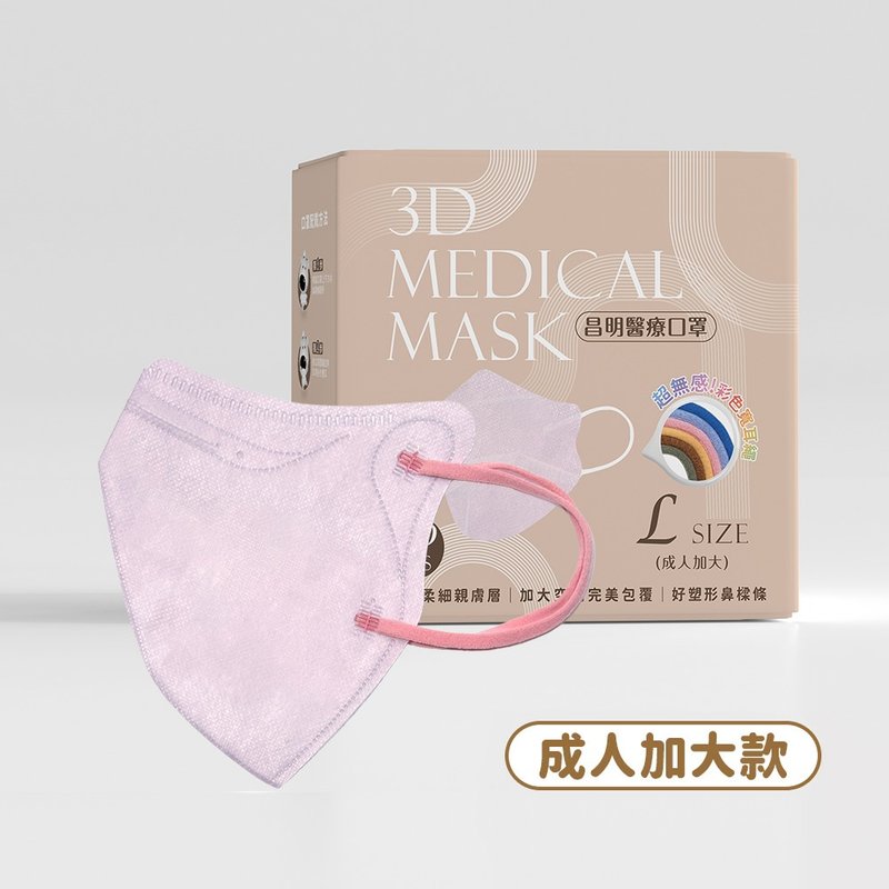 大人用3D医療マスク 耳ひもタイプ Lサイズ - ロータスピンク 10枚入/30枚入 - マスク・コスプレマスク - その他の素材 ブルー