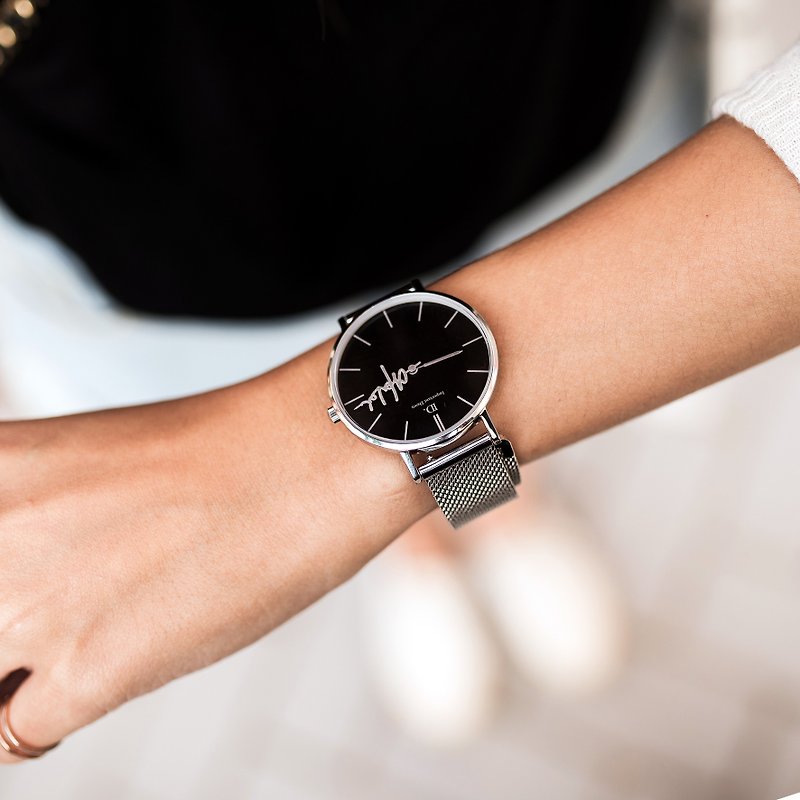 客製化指針手錶-36mm金屬銀白小錶款 - 女裝錶 - 其他金屬 銀色