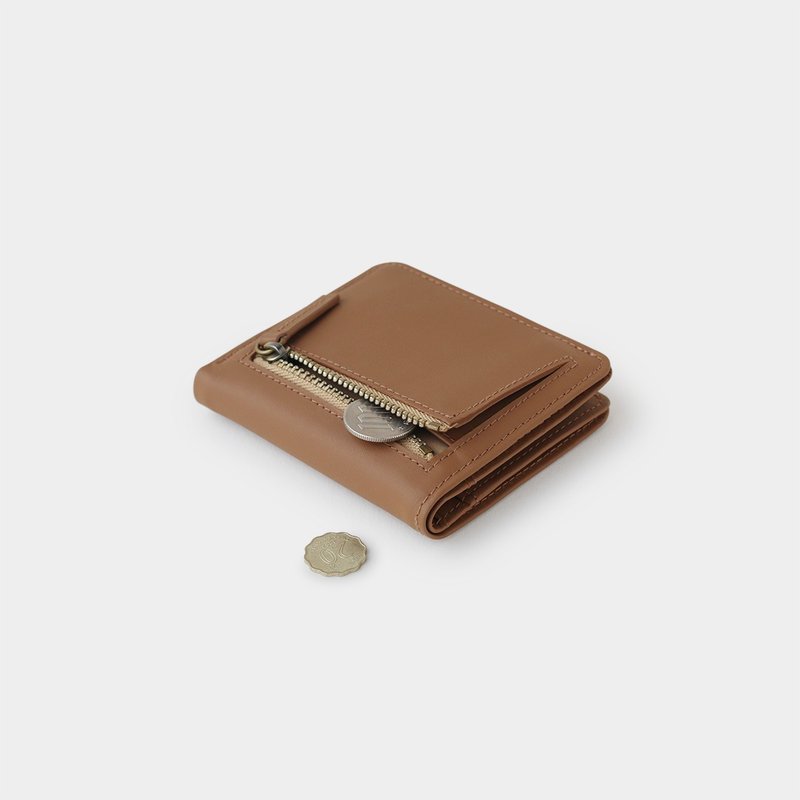 pinsel mini wallet : brown - กระเป๋าสตางค์ - หนังแท้ สีนำ้ตาล