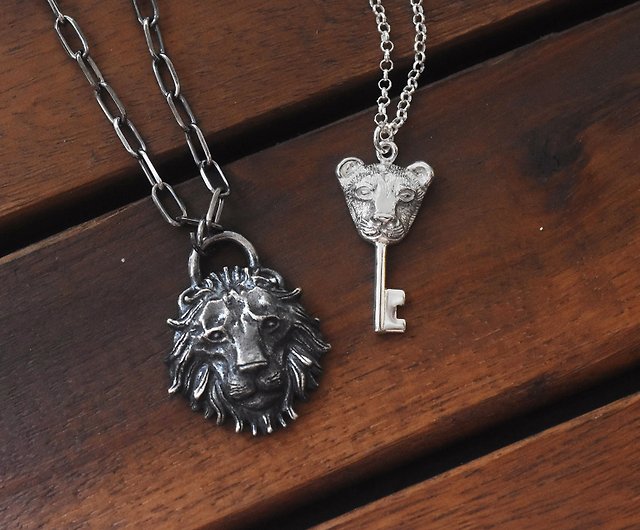 Lion Key Necklace  Fine jewelry solid silver gold-finish necklaces  bracelets earrings