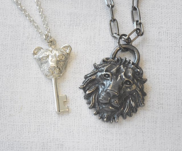 Lion Key Necklace  Fine jewelry solid silver gold-finish necklaces  bracelets earrings