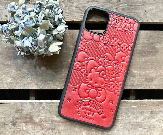 O Kitty Iphone Case Leather Material Bag Diy Sanrio Officially Authorized Leatherism Goods I