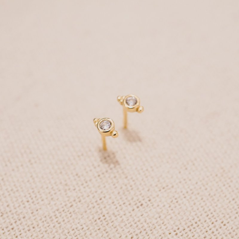 Mini Satellite Stud Earrings - ต่างหู - โลหะ สีทอง