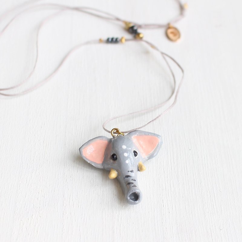 Elephant Necklace - Necklaces - Pottery Gray
