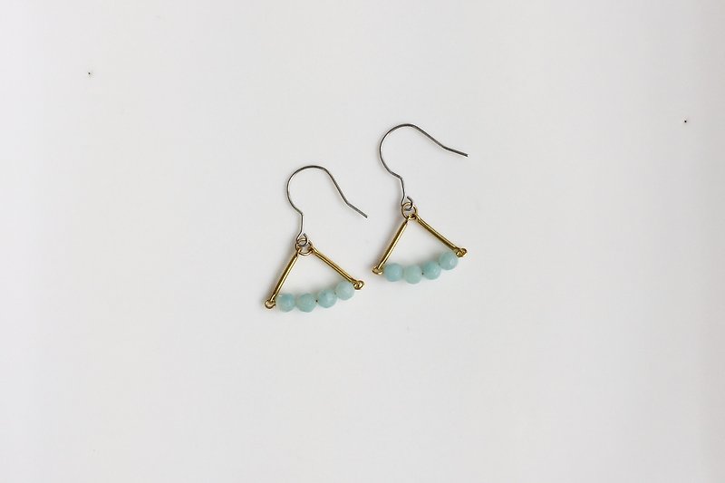 Mint candy natural stone brass earrings - Earrings & Clip-ons - Gemstone Green