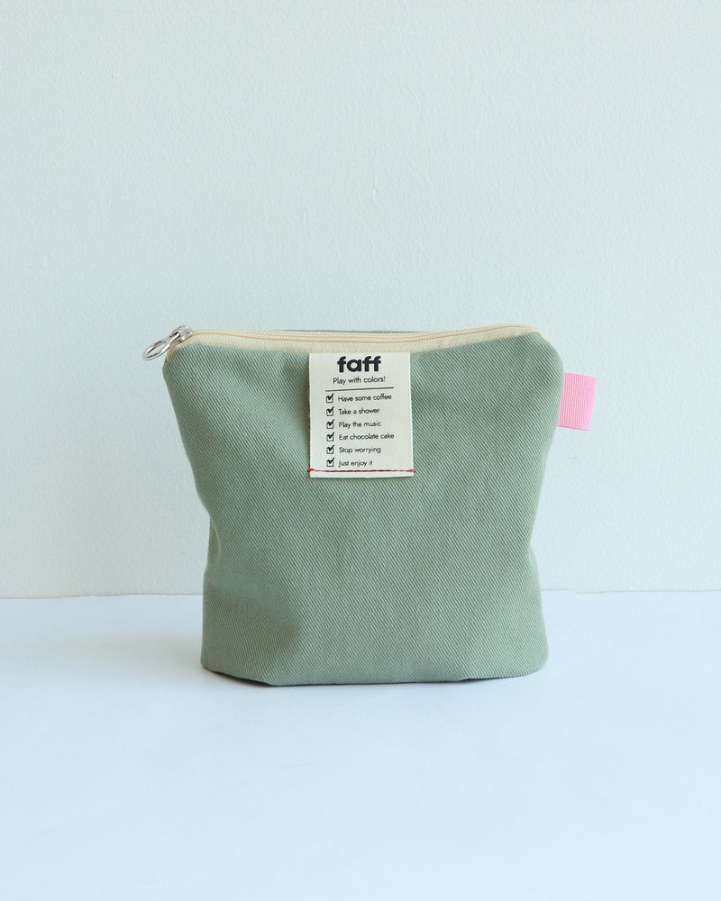faff Pouch 抹茶綠 - 化妝包/收納袋 - 棉．麻 綠色