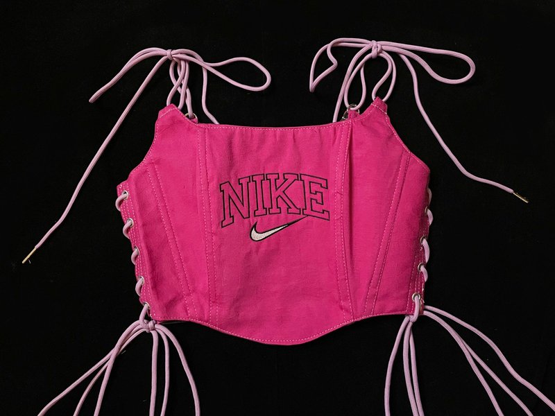 REGETHER 古著改製 NIKE 側綁帶馬甲 BRA TOP-28 - 背心/無袖上衣 - 棉．麻 粉紅色