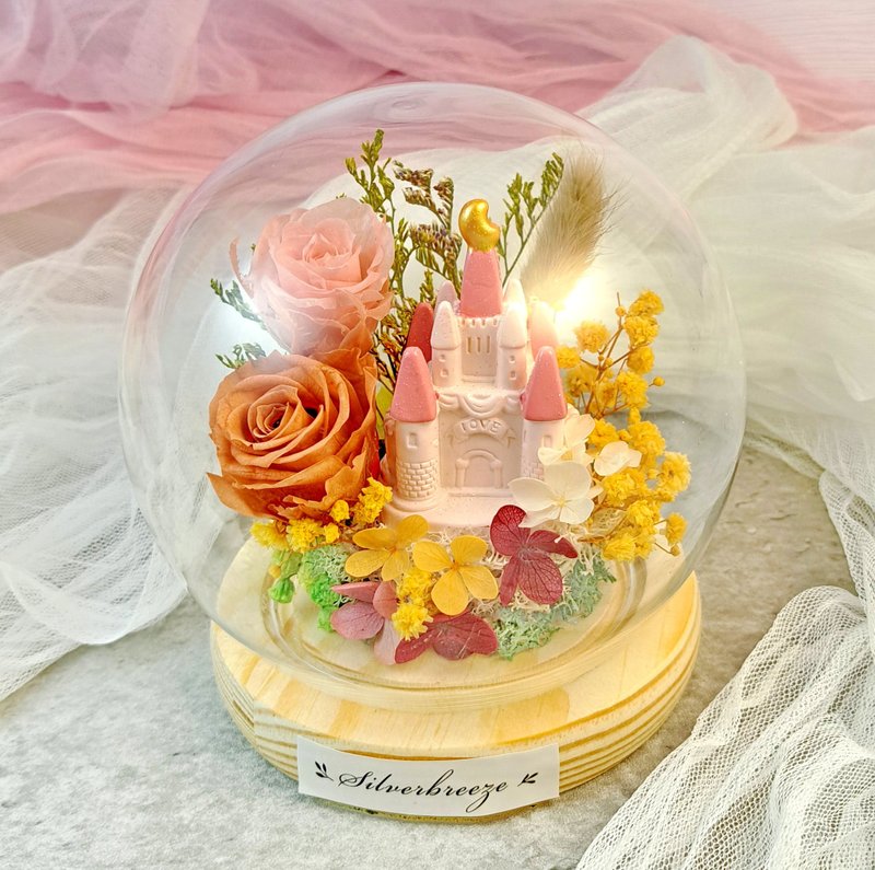 永生花玻璃罩 生日禮物 母親節 永生玫瑰 情人節禮物 PF040 - 乾燥花/永生花 - 植物．花 金色