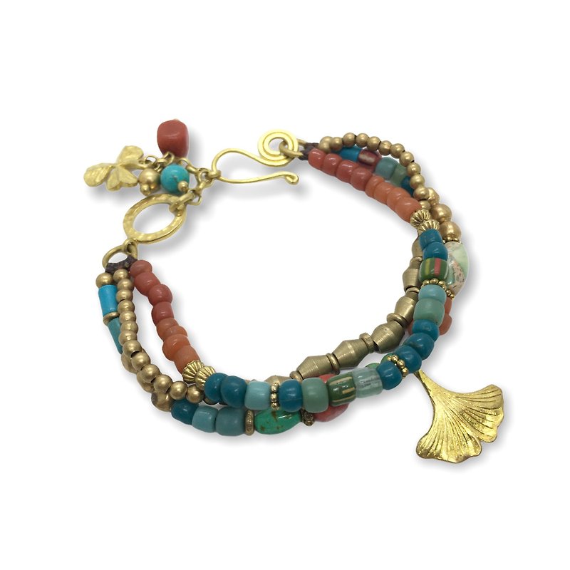 Indo-beads  3 in 1 bracelet. - Bracelets - Stone Multicolor