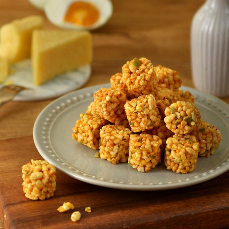 【Crispy Rice Crackers】Salted Egg Yolk Cheese Flavor - ธัญพืชและข้าว - วัสดุอื่นๆ สีเหลือง