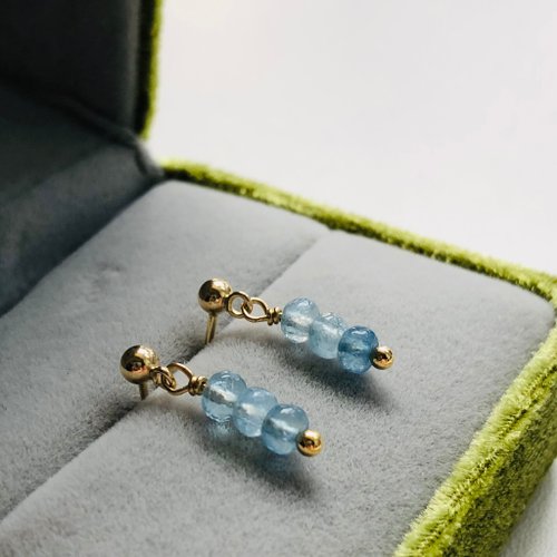 ITS jewelry ITS-E154【14KGF耳環・海藍寶】耳釘耳環